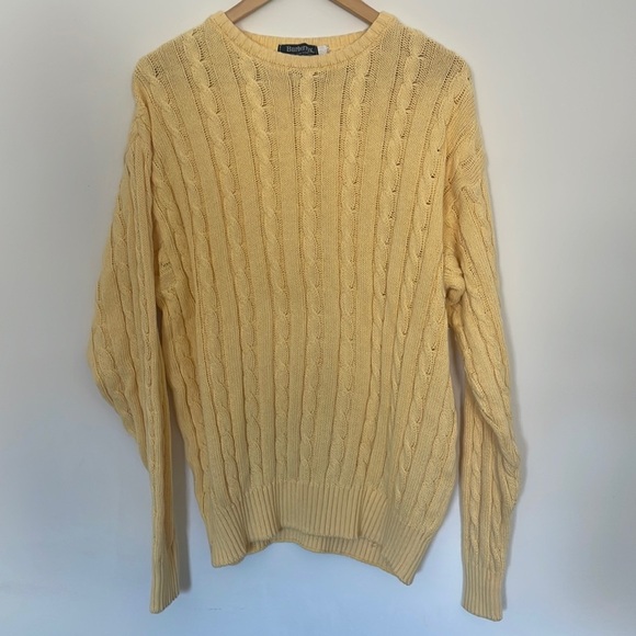 Vintage BURBERRY “Burberry’s” Yellow Cable Knit Sweater - XL - Picture 1 of 3